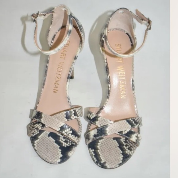 Stuart Weitzman snake embossed crisscross leather Ankle strap sandals size 9 new - Picture 2 of 8